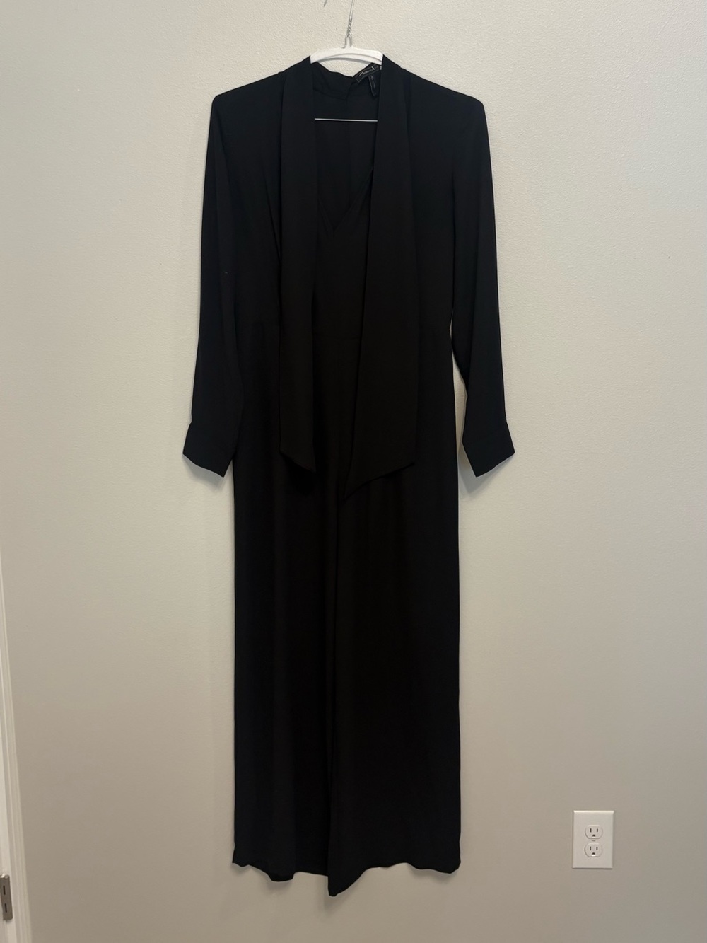 BCBGMaxAzria Black Draped Open-Front Jumpsuit